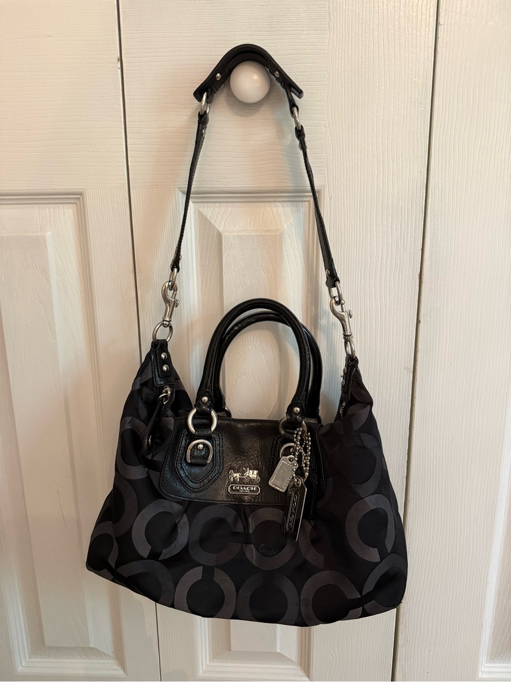 Coach Madison Op Art Black Sabrina Satchel Bag Strap